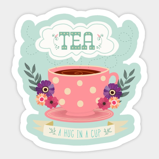 Tea Is A Hug In A Cup Sticker by LittleBunnySunshine